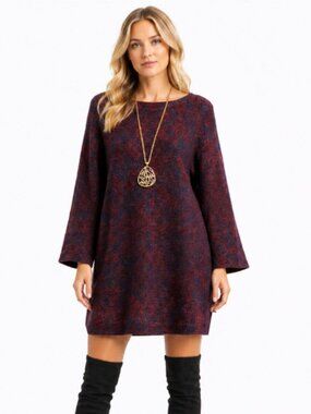 COS Mohair Wool Sweater Dress  Oversized Size Small  Burgundy & Navy